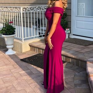 Elegant Aqua gown with slit.